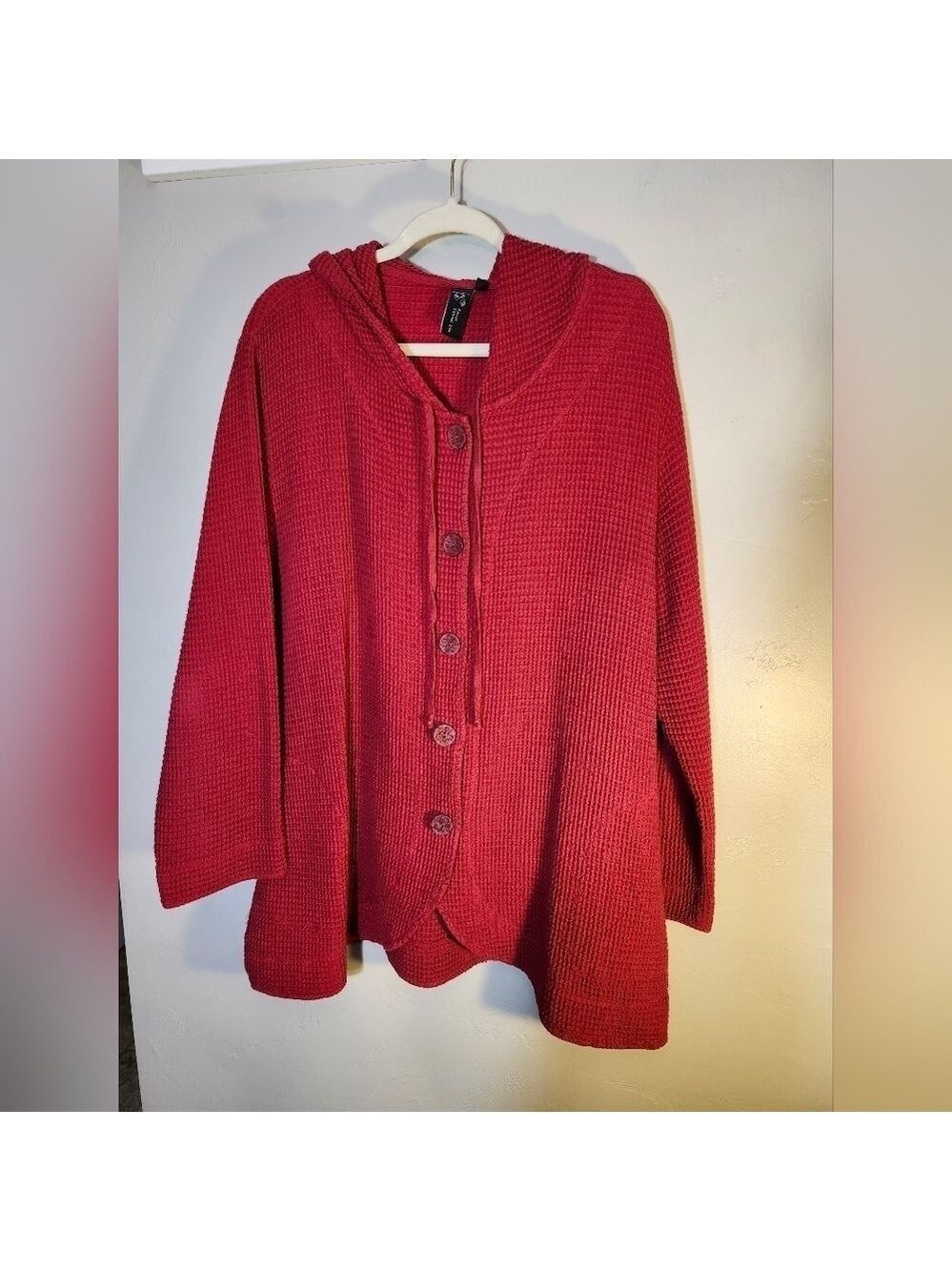 Focus casual waffle texture hooded tunic or cover up sz L